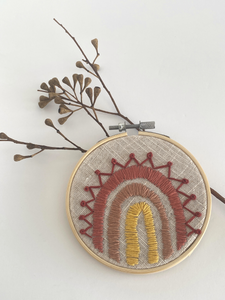 Happy Terracotta Rainbow #1 Embroidery Wall Hanging