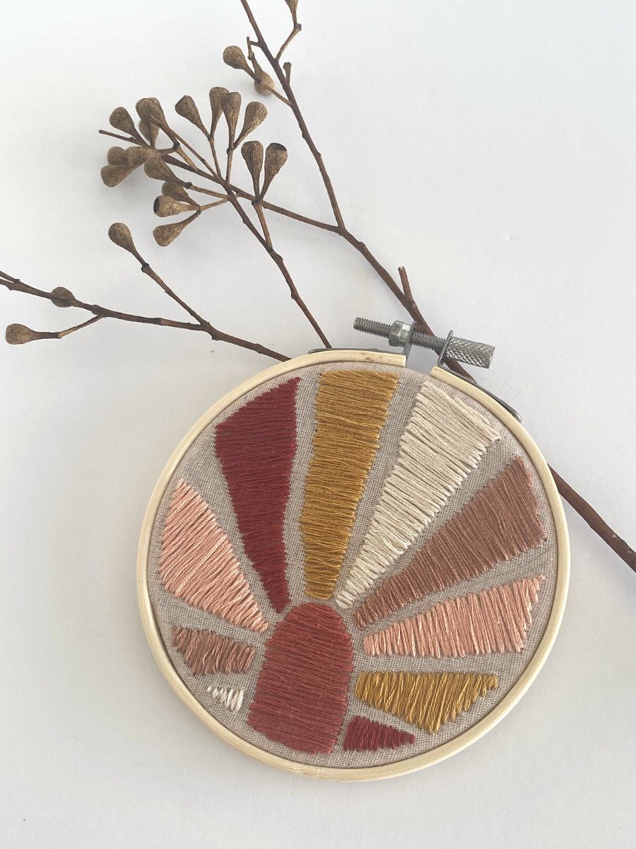 Pretty Terracotta Sunset Embroidery Wall Hanging