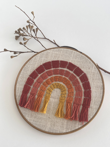 Medium Terracotta Rainbow Embroidery Wall Hanging